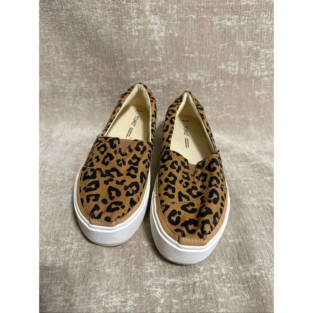 TOMS Women's Alpargata Fenix Leopard Print Slip-On Shoes Brown Black Size 7.5